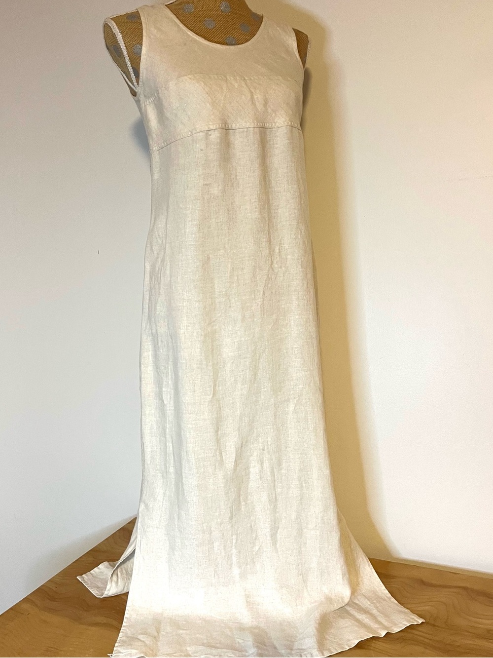Ann Taylor Cream Linen Maxi Shift Dress
